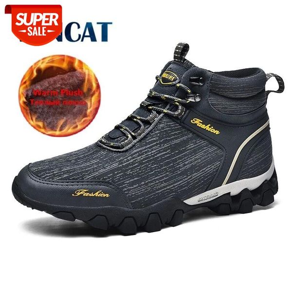

winter men's boots outdoor waterproof hiking boots super warm plush snow high rubber ankle men work casual shoes #un4i