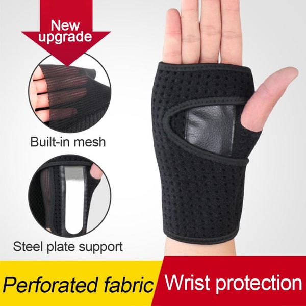 

wrist support palm protector gloves guards sports soared wrap arthritis sprain carpal tunnel removable steel brace, Black;red