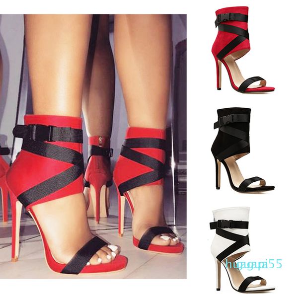 

women black gladiator sandals open toe cross tied summer 11.5cm high heels lady dress shoes