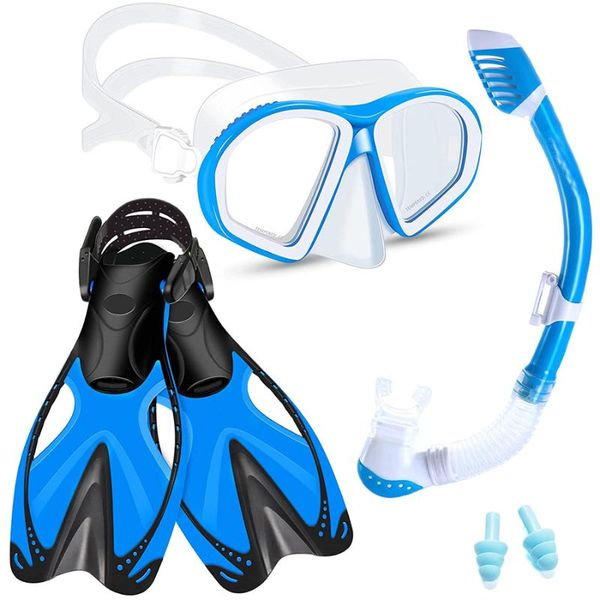 

diving masks kids snorkeling set children mask fin snorkel gear with tempered glass adjustable swim fins