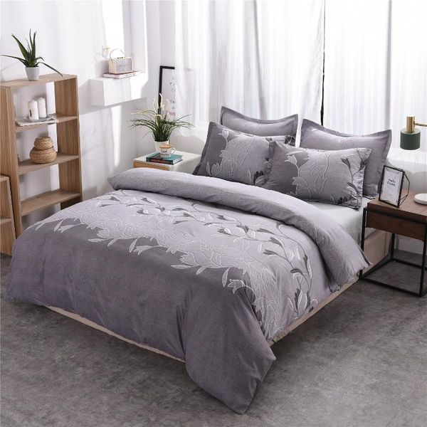

bedding sets luxury grey king comforter set embroidery bedclothes with pillowcase  size duvet cover for adult