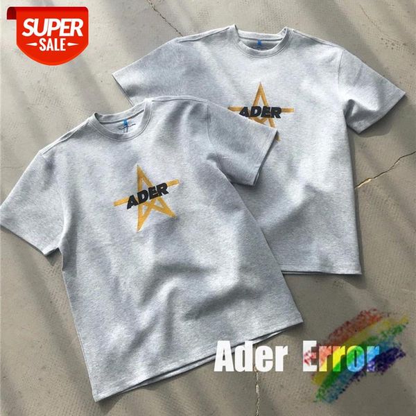 

gray ader error stad t-shirt men women 1:1 star embroidered logo sewing letter adererror tee ader #wo0s, White;black