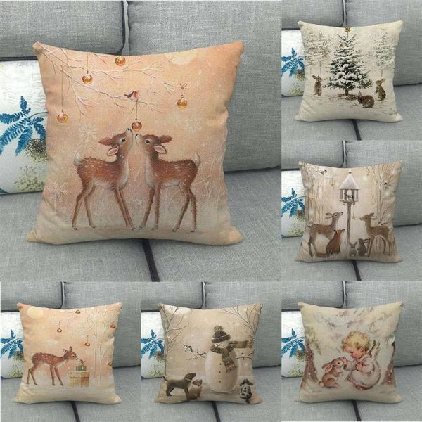 

pillow case christmas decorations home snowman pillowcase cover cartoon linen