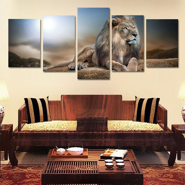 

5pcs/set unframed grassland lion hd decorative painting