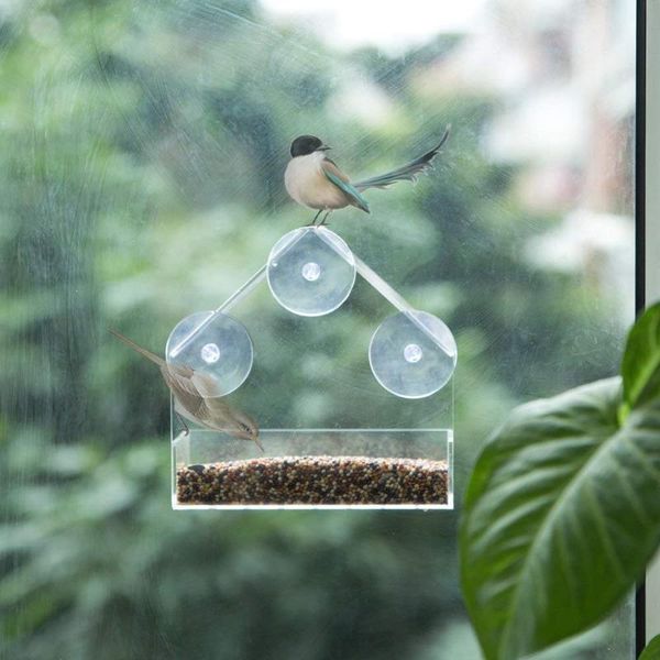 

transparent tray birdhouse suction cup mount house type feeder bird feeder window viewing bird feeders pet water acrylic