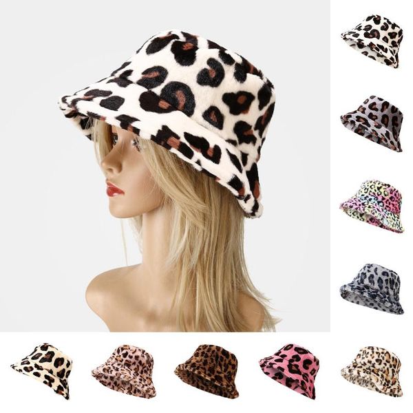

Print Leatherette Bucket Hat Teddy Style Winter Hat Fisherman Windproof Fashion casual leopard print ladies fisherman, Blue;gray