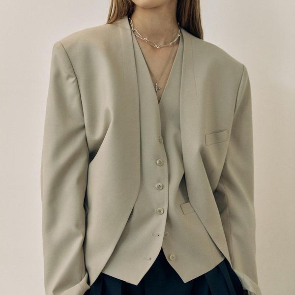 

women's suits & blazers women spring and summer 2021 two-piece v-neck suit vest fashion two colors, White;black