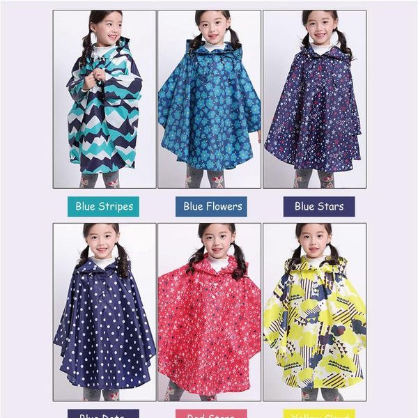 

kids fashion waterproof polyester reusable wholesale rain coats poncho in pocket various colors for jllygw