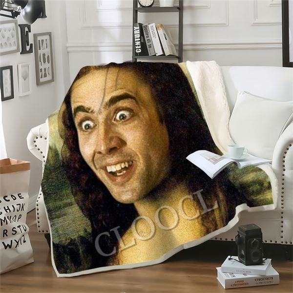 

cloocl blankets movie star nicolas cage funny 3d print harajuku air conditioning blanket sofa teens bedding throw plush quilt