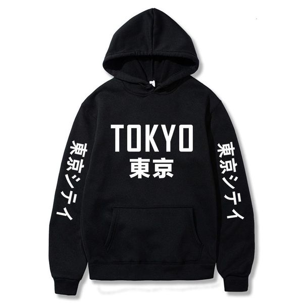 

autumn winter tokyo city printing hoodies men/women hip hop streetwear pullover fleece tracksuit japan harajuku sweatshirt, Black