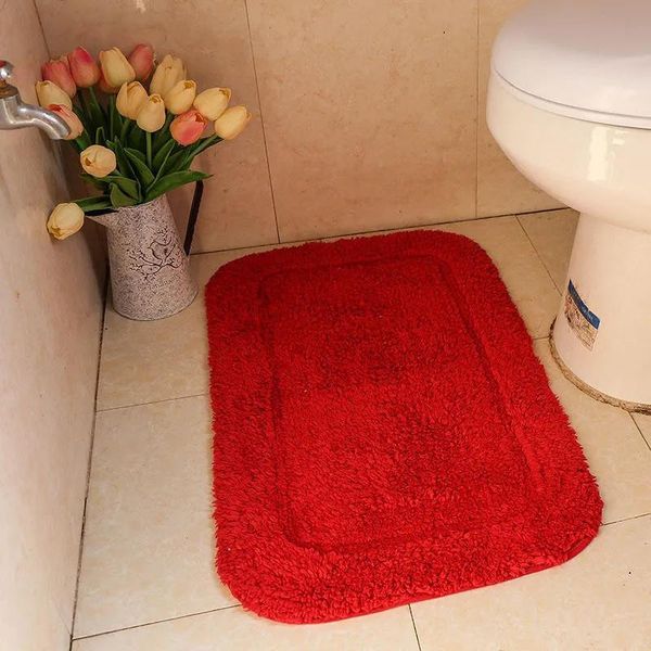 

bath mats red color living room rugs sofa bedside floor soft plush doormats non-slip kitchen carpet water absorption toilet pads 1 pc
