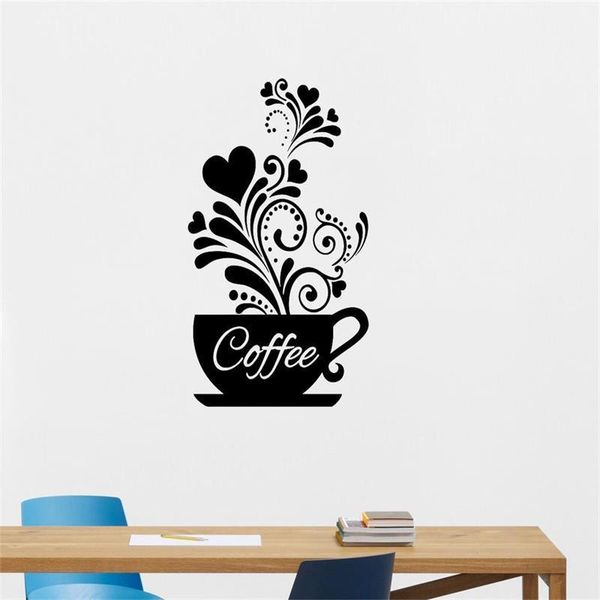 

wall stickers creative flower vine coffee cup sticker for cafe restaurant decoration decals wallpaper hand carved kitchen