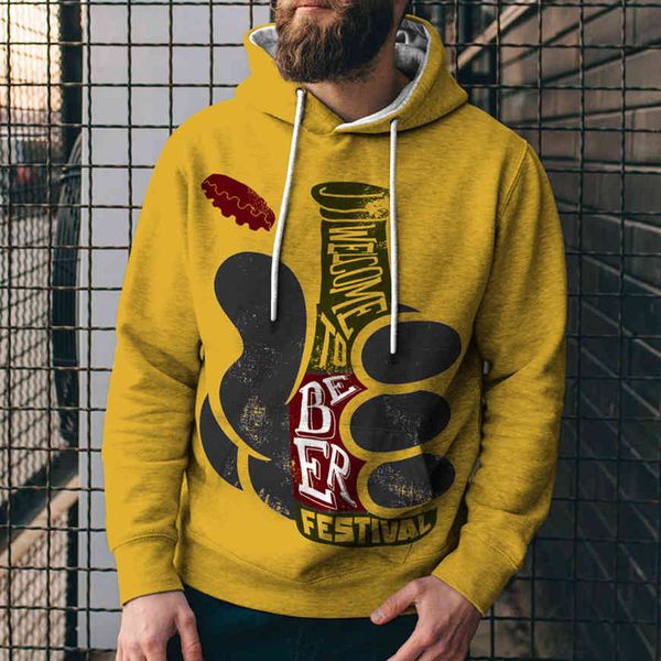 

men's loose 3d digital printed hooded sweaters oo8x, Black