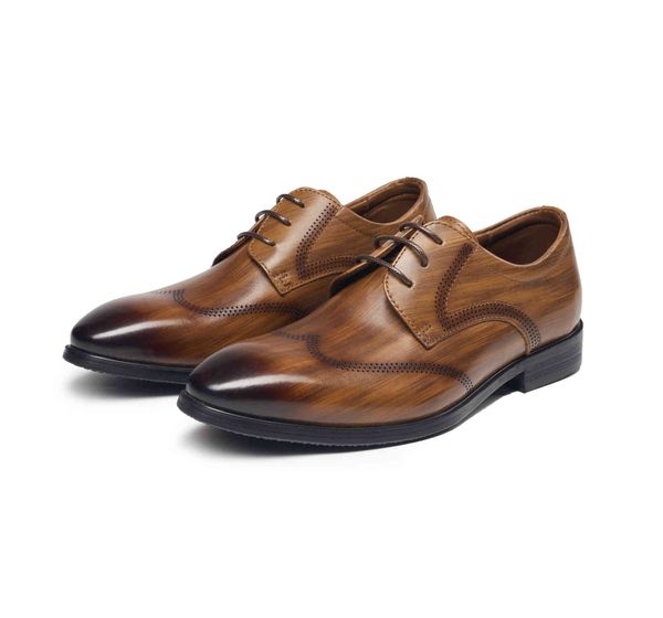 

2021 men's leather shoes busins fashion two-color trend breathable youth formal, Black