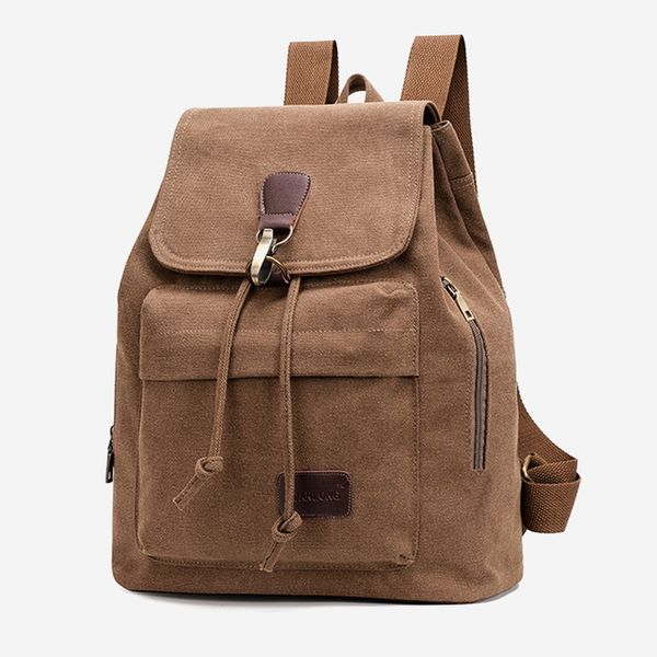 

retro travel backpack student bag casual female canvas leather backpack