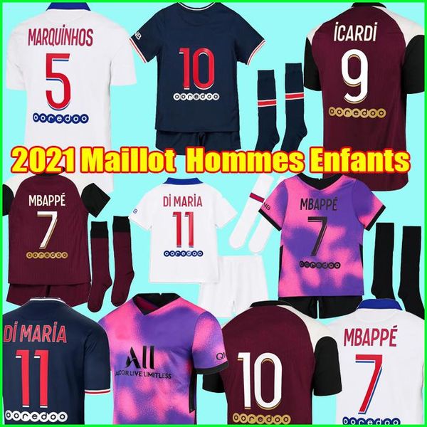 

21 22 4th soccer jersey mbappe verratti 2021 2022 neymar di maria kean football jersey soccer shirt men jersey fourth kids kit sets, Black;yellow