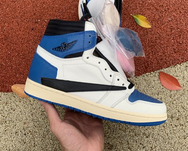

authentic high og 1 ts x fragment jumpman 1s basketball shoes blue white leather mens sports sneakers send with box