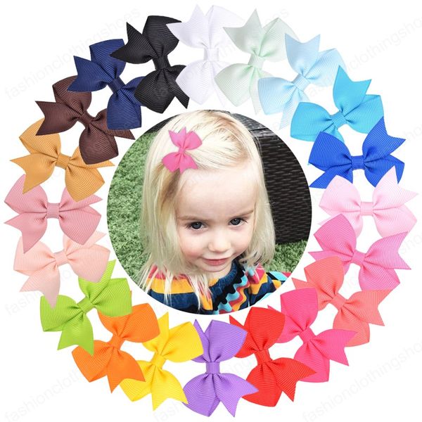 20 cores 2.2inch pequenos arcos sólidos com clipe para meninas crianças cabelos curvas Novo Handmade Hairpin Novos Crianças Acessórios De Cabelo