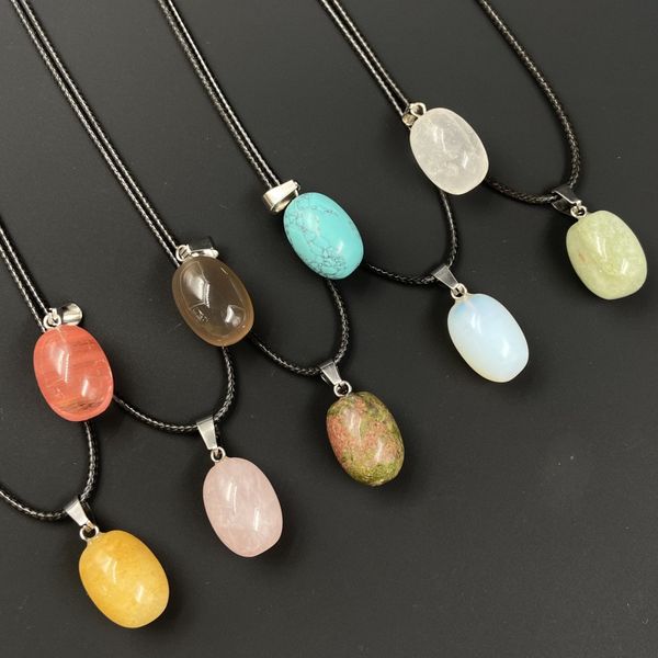 Ovale halfedelsteen Healing Crystal Energy Quartz Hanger Kettingen Mode Dames Heren Sieraden Groothandel