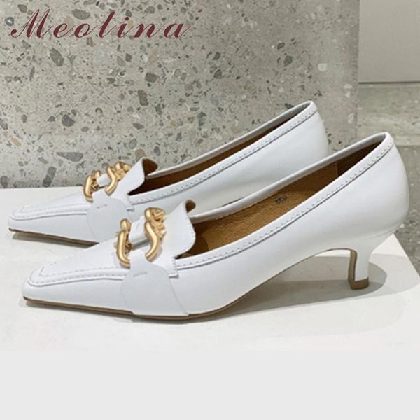 

dress shoes meotina high heels women pumps natural genuine leather thin real square toe lady white size 34-40, Black