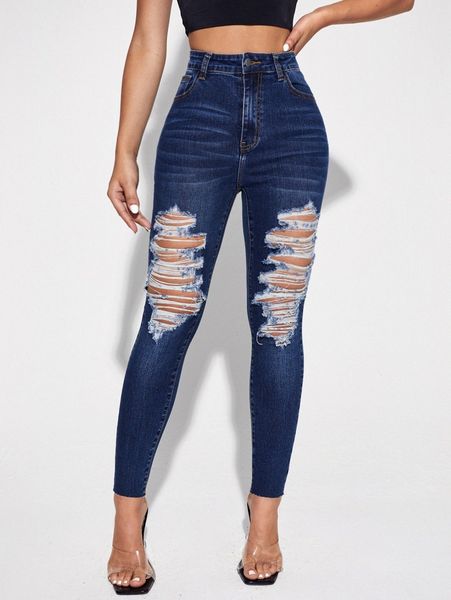 

high waisted ripped skinny jeans d5xy#, Blue