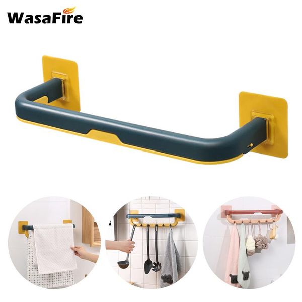 

towel racks punch-folding rack bathroom holder stand kitchen cabinet door hanging home storage organizer