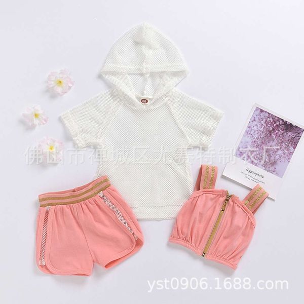 

gl1942 children's summer 2021 pink new vt short skirt white mh three piece set