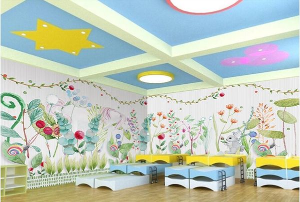 

wallpapers wall paper 3 d custom mural hand painted watercolor flowers and animals children's room decor po wallpaper to the nursery
