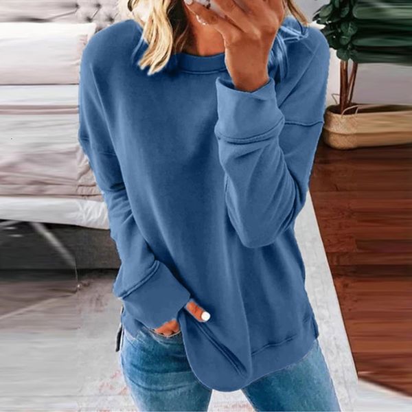 

fashion woman retrieves t-shirts casual mode long mouths effects color soft round collar hoodie femme koszulki stock # t2g, White