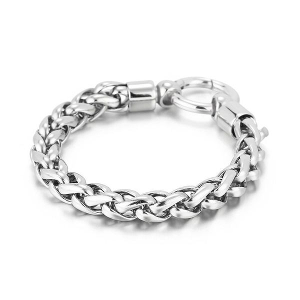

link, chain haolynjoy men bracelet gold / silver color stainless steel wheat link bracelets male jewelry hip hop gift 10mm rock punk, Black