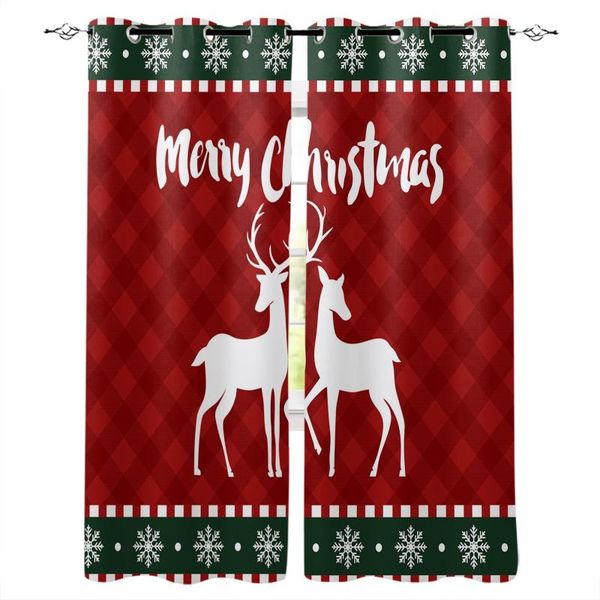 

curtain & drapes christmas snowflake elk red plaid curtains for bedroom living room
