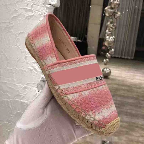 

wholesale brand luxury designer d home letter printed slippers flat linen embroidery one-foot shallow mouth fisherman shoes size 35-41, Black