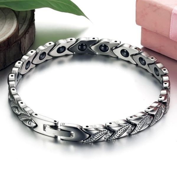 

20 pieces/lot bracelet men women magnetic health bracelet titanium steel germanium bangles wholesale fashion jewelry d0024, Golden;silver