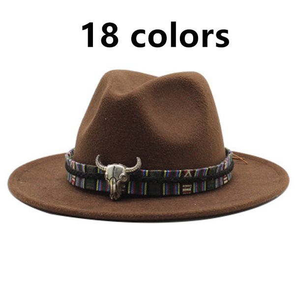 

2021 new fedora hats for women belt buckle cow trilby panama jazz caps solid big brim winter women's hat white green vintage felt jv21, Blue;gray