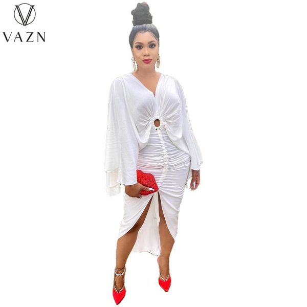 

casual dresses vazn 2021 autumn asymmetrical sweet long dress club solid young full sleeve high waist thin women midi vestido, Black;gray