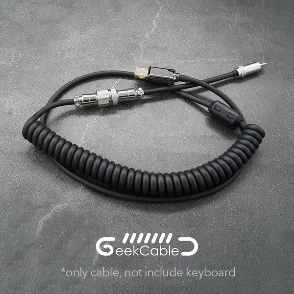 GeekCable Механический кабель для клавиатуры ручной работы по индивидуальному заказу USB Спиральный кабель для передачи данных Черная начальная модель Базовая модель