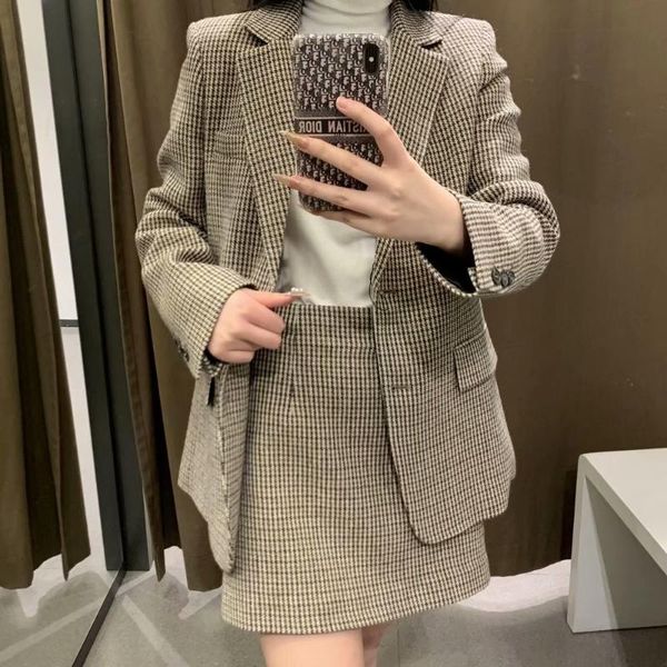 

thousand birds pleated women fashion skirt print elastic pleated short skirt high waist tweed mini for women, Black