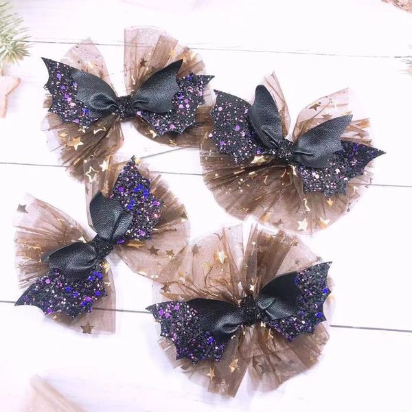 

hair accessories 10 pcs, kids girls halloween bat clips, Slivery;white