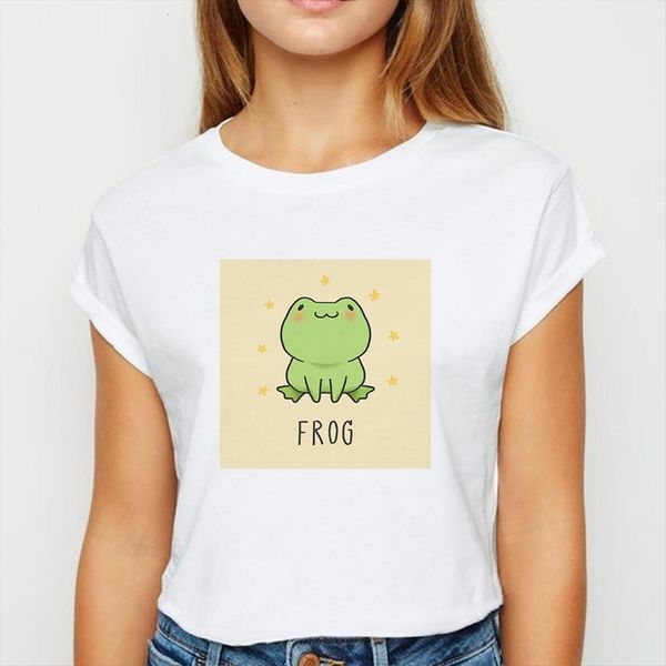 

style animal frog young womens t shirt plus size spring summer harajuku recreational short sleeve o neck, White