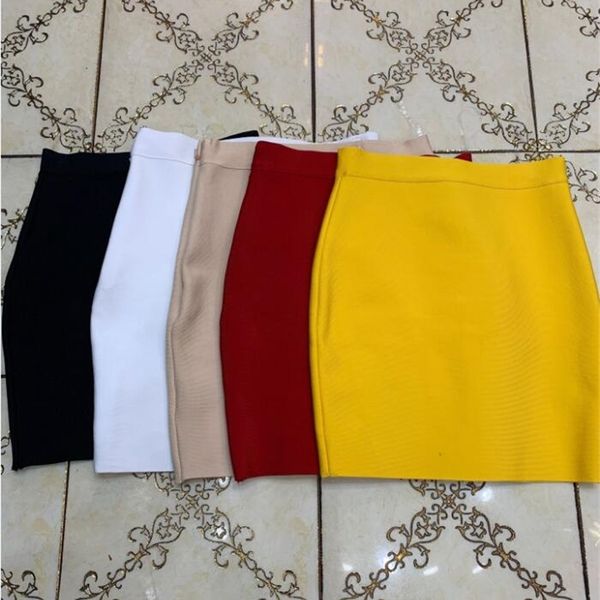 

wholesale candy color women bodycon mini bandage skirt 2021 designer fashion black pencil skirt faldas 43cm 210309