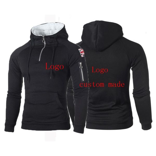 

men's hoodies & sweatshirts logo custom made 2021 sports leisure running comfortable casual hooded solid coats, Black