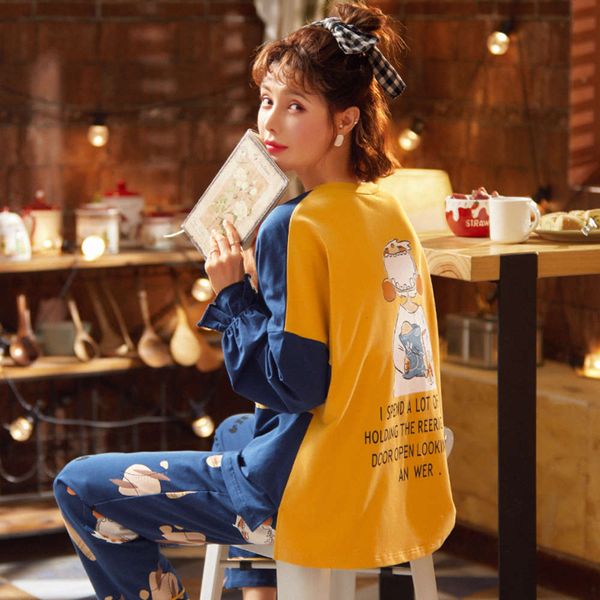 

pajamas women's pure cotton spring and lovely long sleeve cartoon princess style korean set girls summer autumn winter home clothes, Black;red