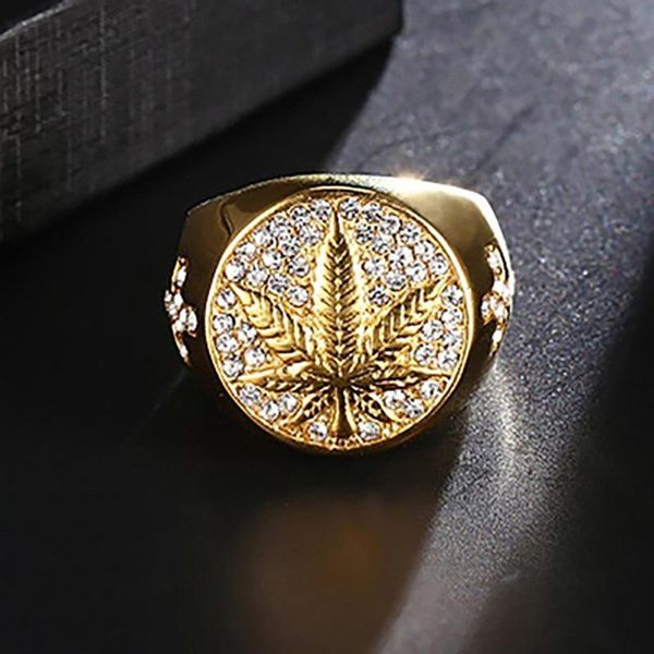 

wedding rings hip hop 316l stainless steel iced out bling gold color ring micro paved rhinestone for men jewelry, Slivery;golden