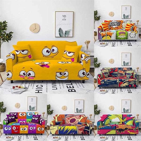 Capa de sofá elástico dos desenhos animados para a sala de estar Poltrona secional All Inclusive Stretch Stretch Cover Nonslip Slipcover 1/2/3/4 Seater 211102