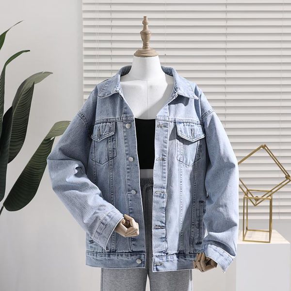 

women's jackets vintage short jeans jacket women 2021 spring autumn korean long sleeve denim coat ladies student loose harajuku clothes, Black;brown