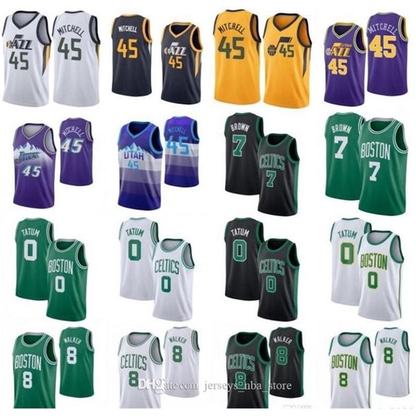 

donovan 45 mitchell ncaa jayson 0 tatum jersey mens jaylen 7 brown kemba 8 walker college basketball jersey, Black