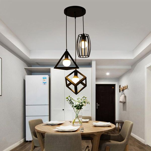 

pendant lamps modern lights 3-heads black bar cafe restaurant living dining room art nordic design industrial wire hanging