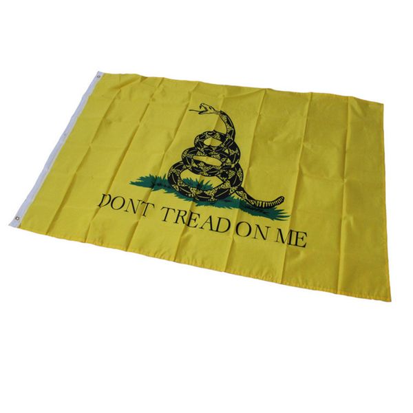 Желтые погремушки змеи баннерных полиэфирных флагов не наступить на меня флаг латунные втулки для вечеринок украшения настроив на заказ 3x5 ft th0009