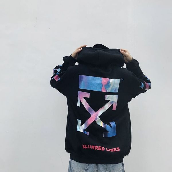 

trendy brand new back creative arrow print plush loose zipper sweater, Black