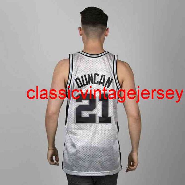 

men women youth mitchell ness tim duncan 1998-99 swingman platinum jersey embroidery custom any name number xs-5xl 6xl, Black